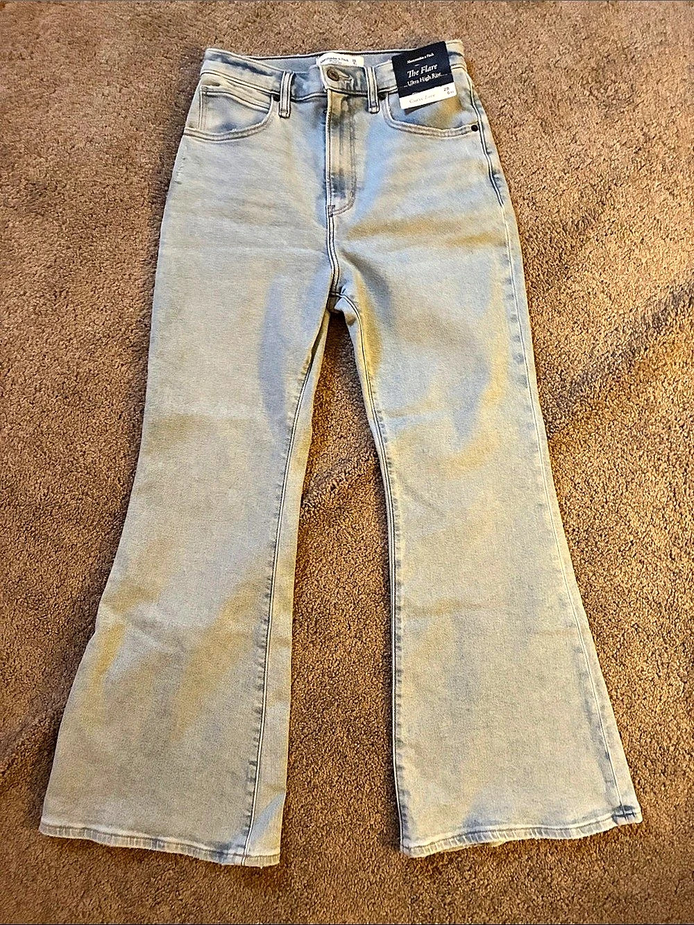 Abercrombie & Fitch The Flare Ultra High Rise Curve Love Flare Jeans in Blue